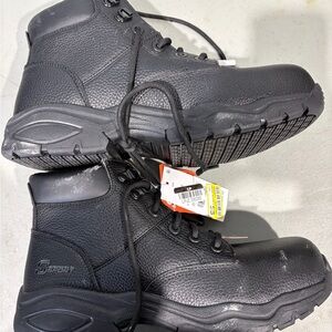 Skechers steel toe Men's Black Work Boots Rugged Lace-Up Tactical Style